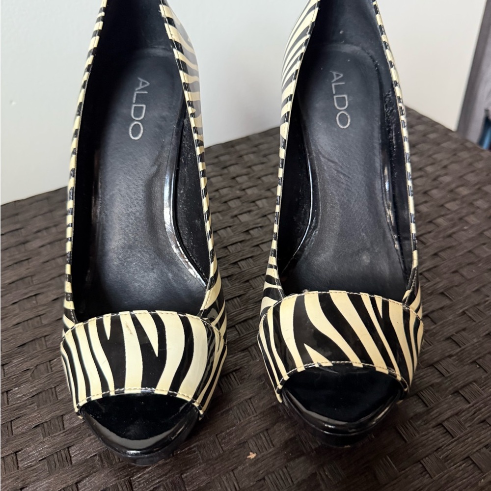Aldo Zebra Print Peep-Toe Heels